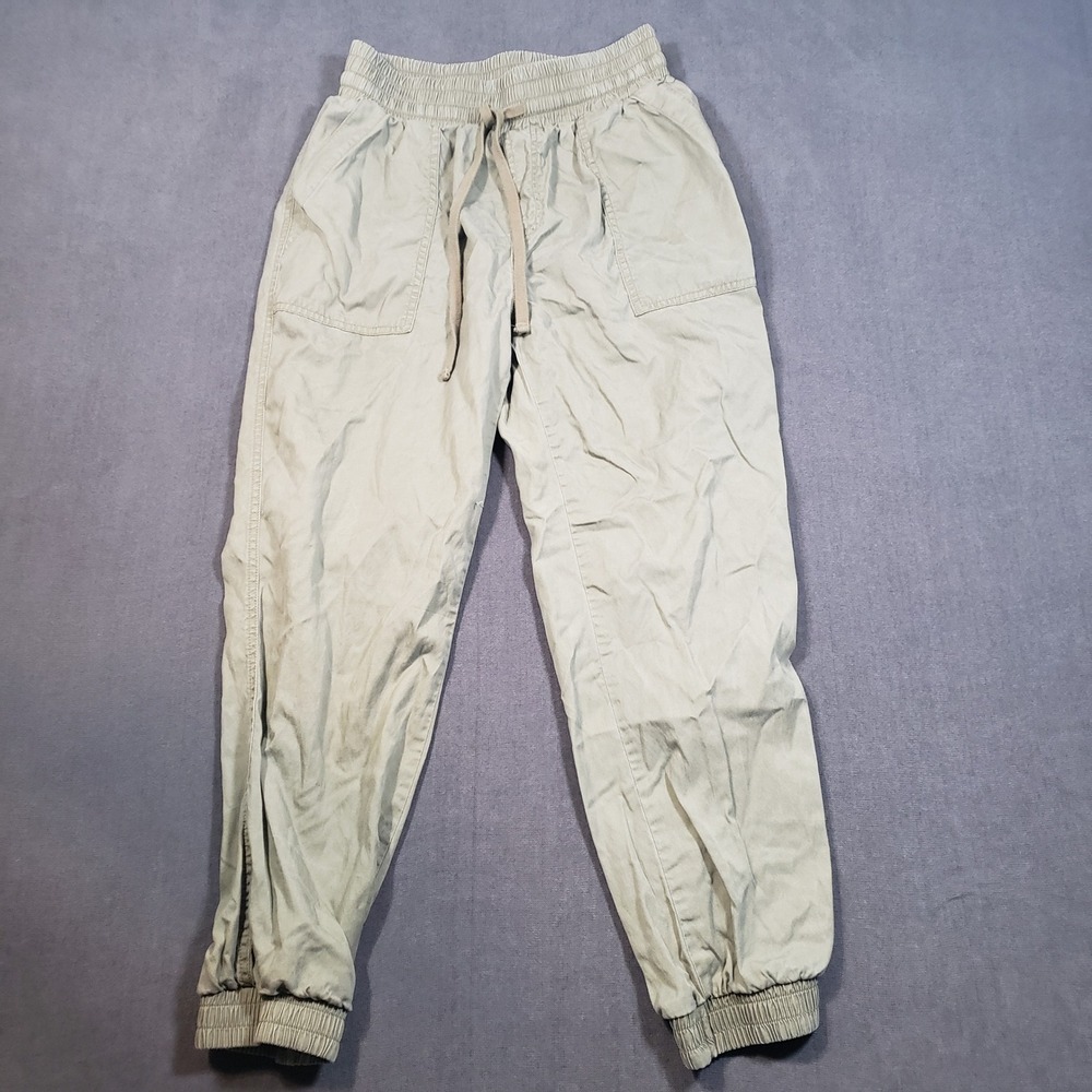 A New Day Jogger Pants Womens Small‎ Green Lyocell Cotton Drawstring Elastic Hem